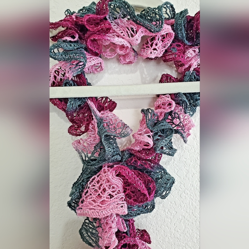 Womens Sparkling Pink, Gray, and Maroon Sashay Scarf